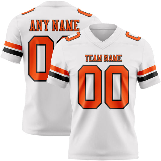 Custom White Orange-Black Authentic Football Jersey - Main View