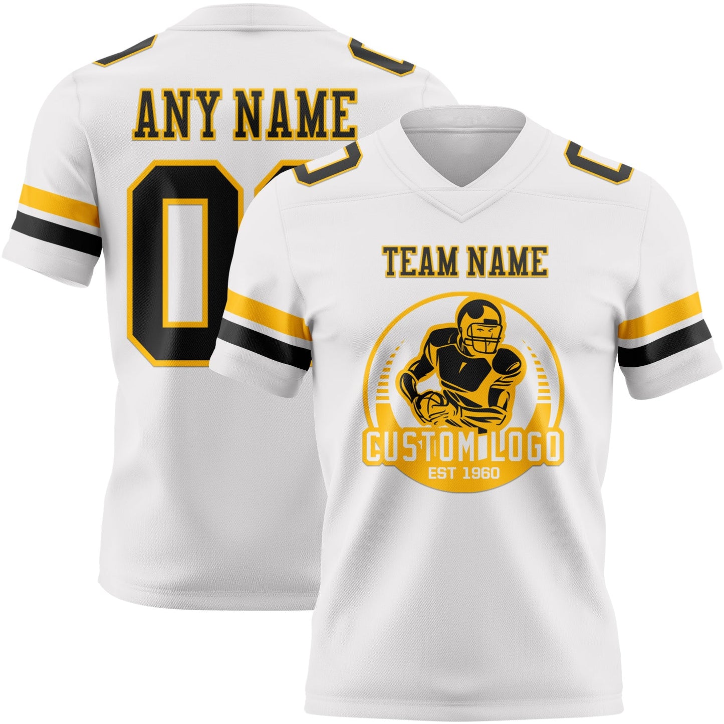 Custom White Black-Gold Authentic Football Jersey view 2