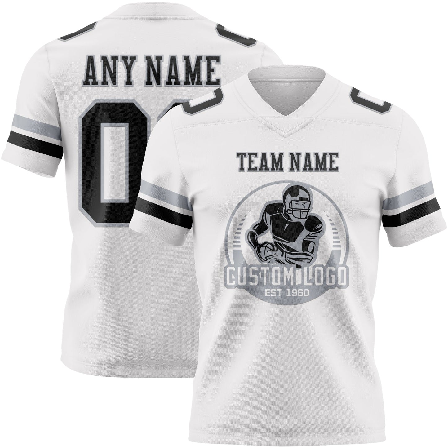 Custom White Black-Gray Authentic Football Jersey view 2