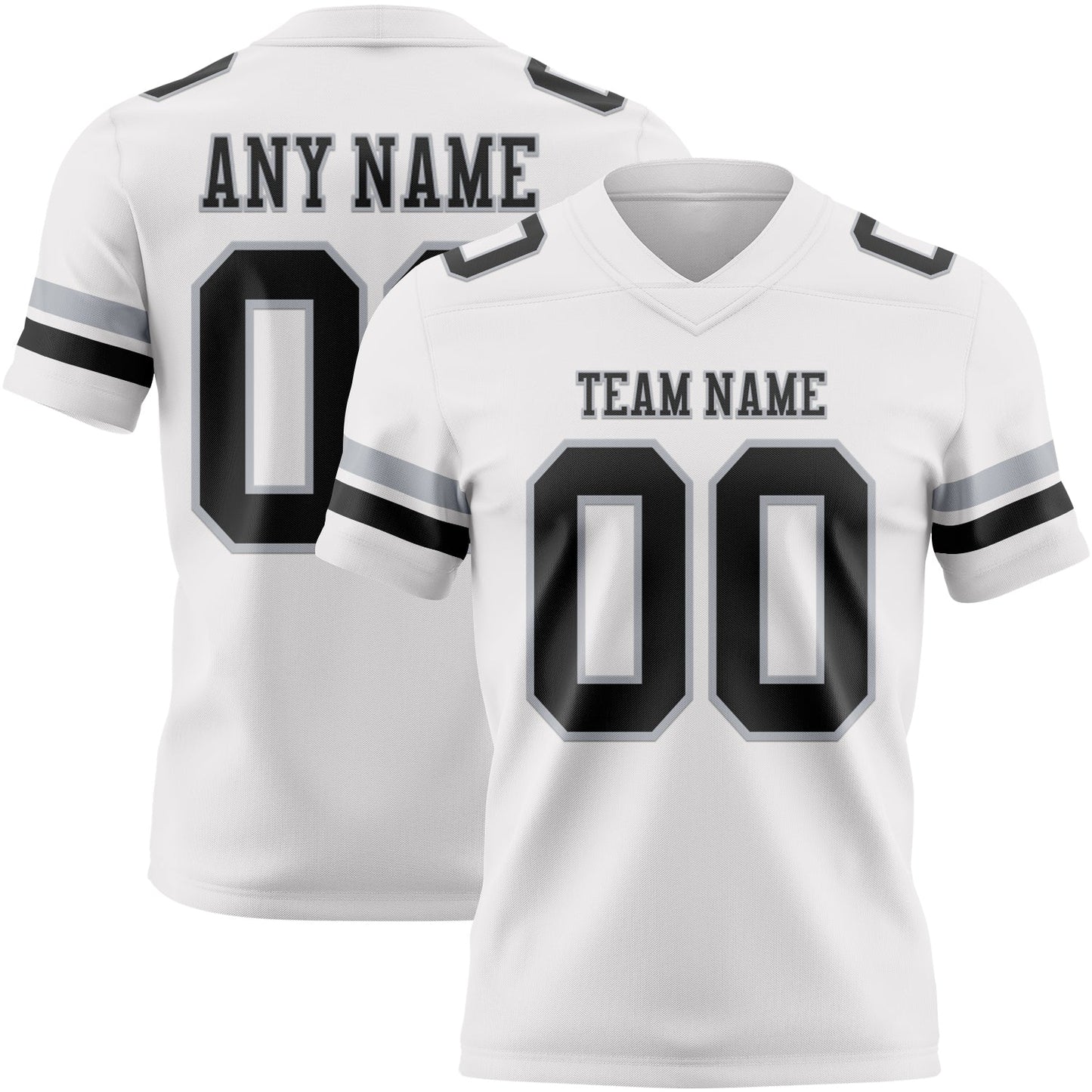 Custom White Black-Gray Authentic Football Jersey - Main View