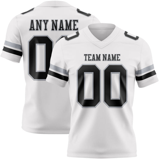Custom White Black-Gray Authentic Football Jersey - Main View