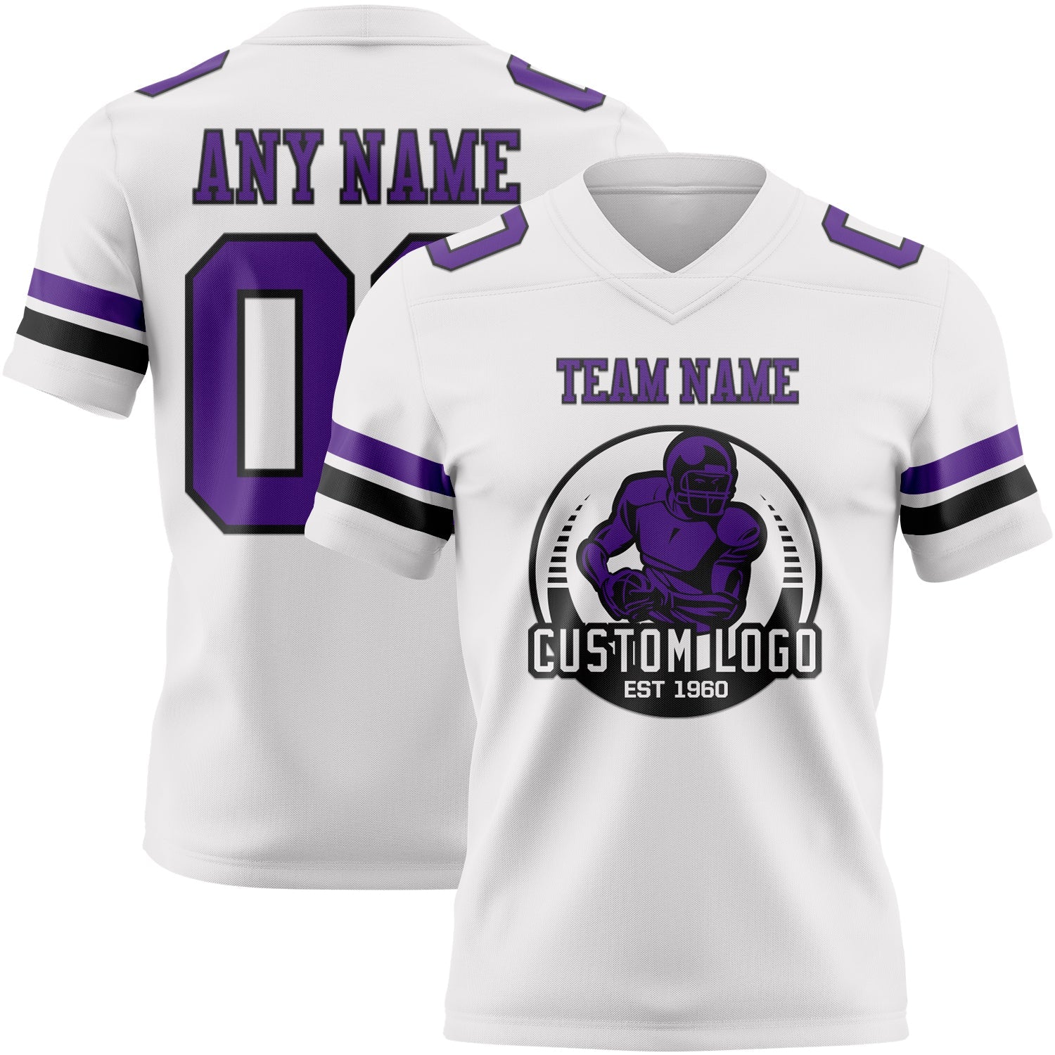 Custom White Purple-Black Authentic Football Jersey view 2
