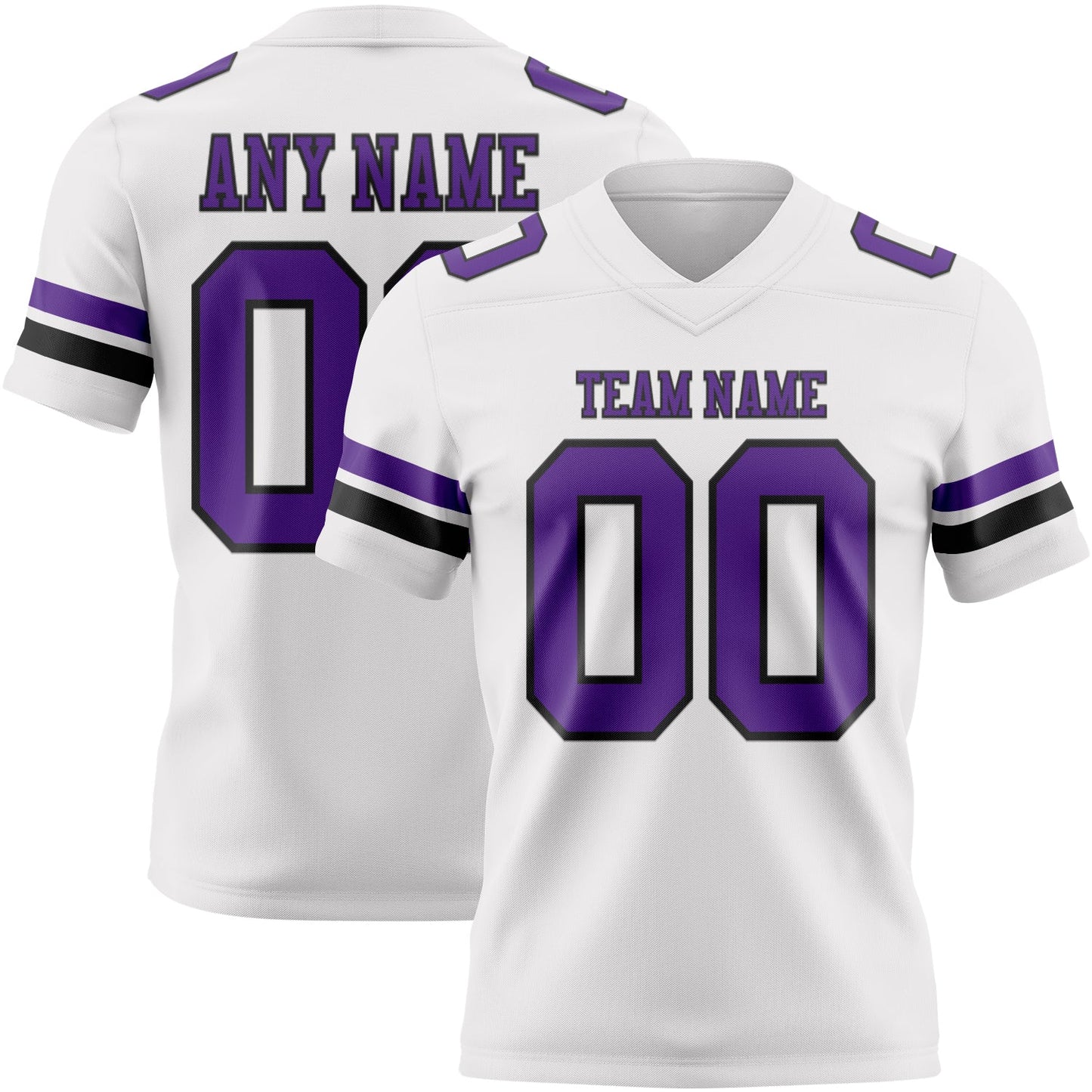 Custom White Purple-Black Authentic Football Jersey - Main View