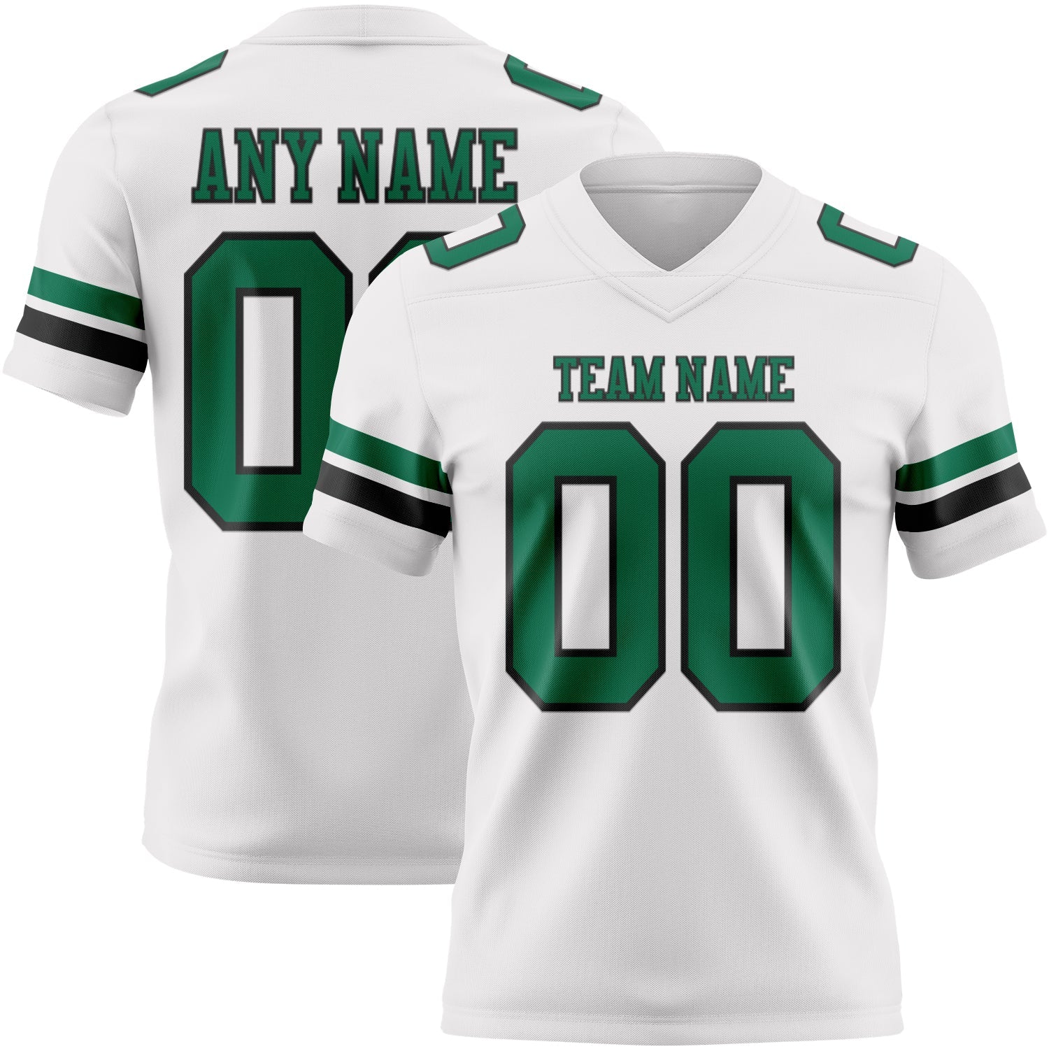 Custom White Kelly Green-Black Authentic Football Jersey - Main View