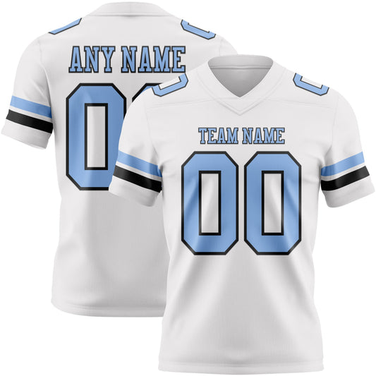 Custom White Light Blue-Black Authentic Football Jersey - Main View