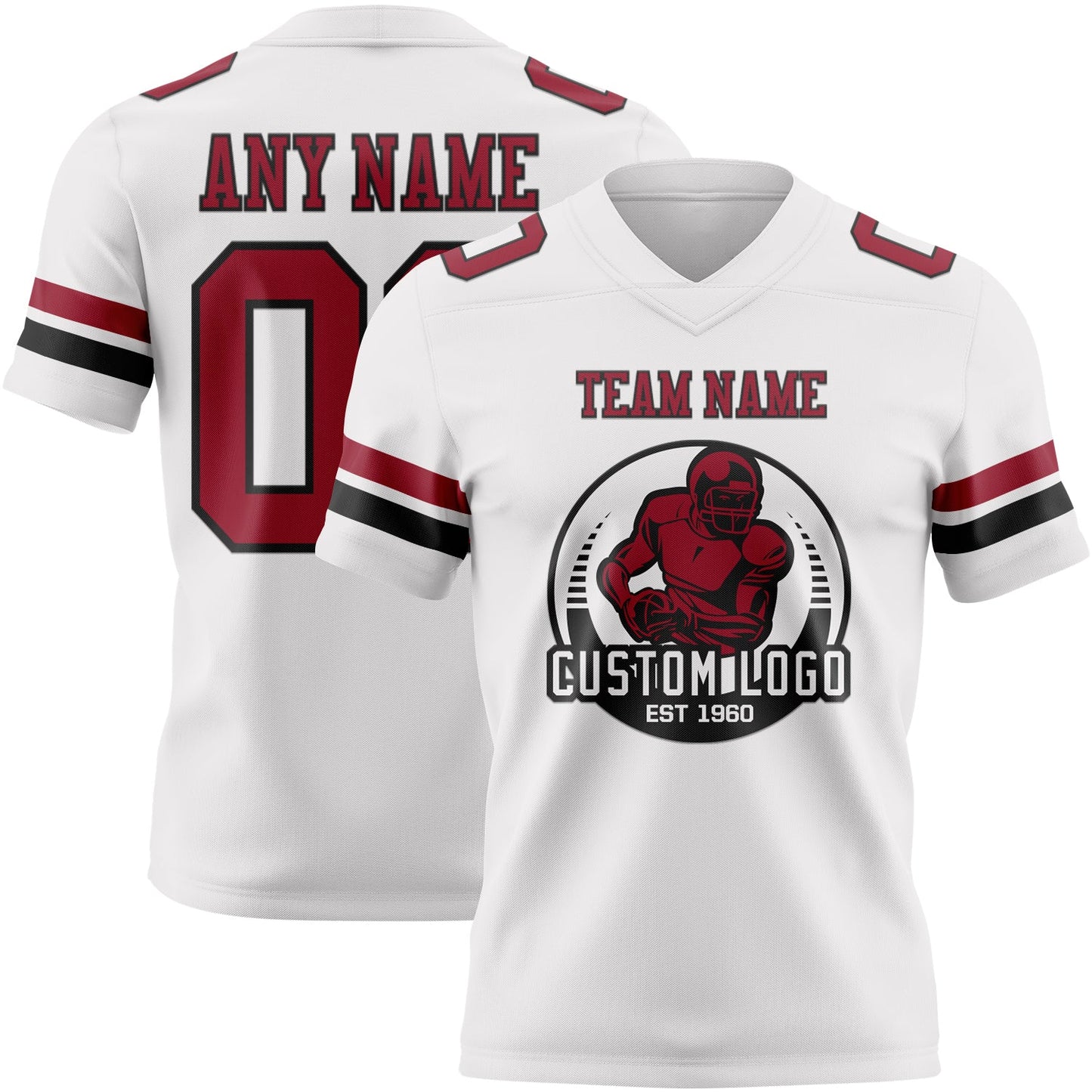 Custom White Cardinal-Black Authentic Football Jersey view 2