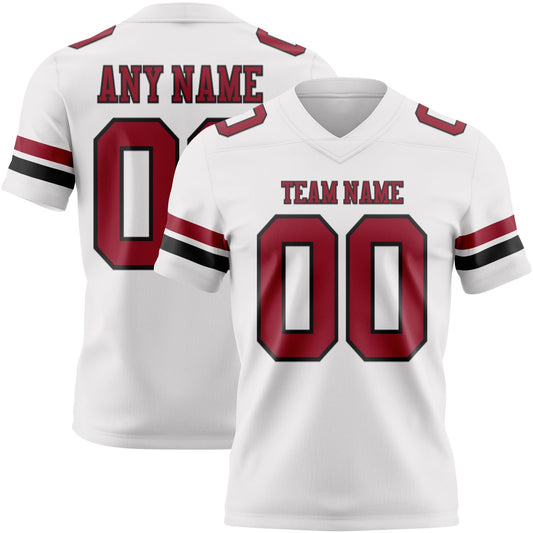 Custom White Cardinal-Black Authentic Football Jersey - Main View