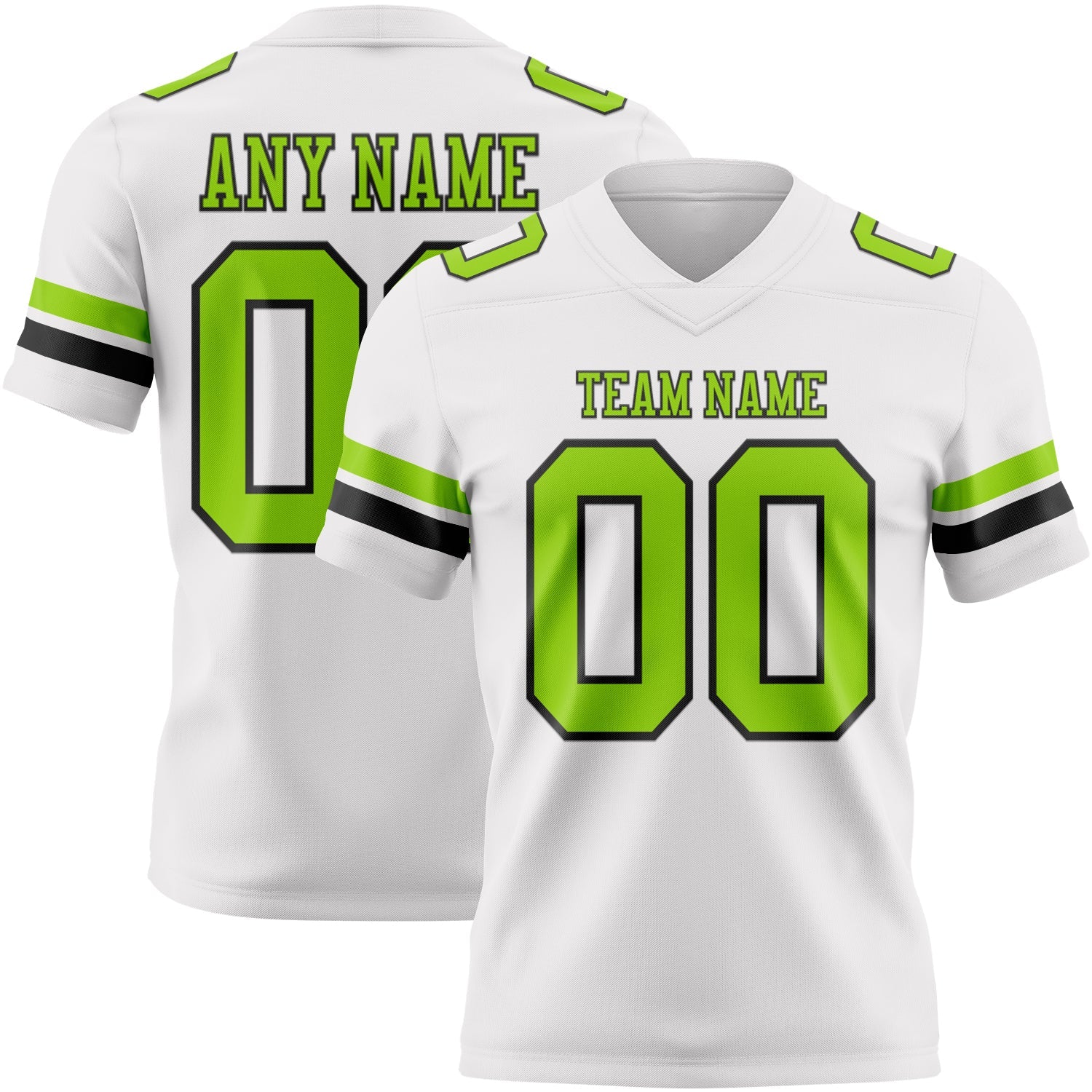 Custom White Neon Green-Black Authentic Football Jersey - Main View