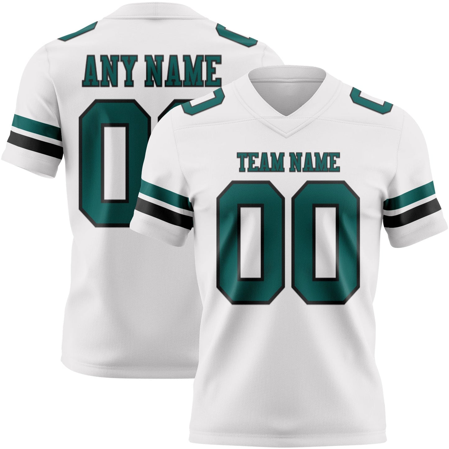 Custom White Midnight Green-Black Authentic Football Jersey - Main View
