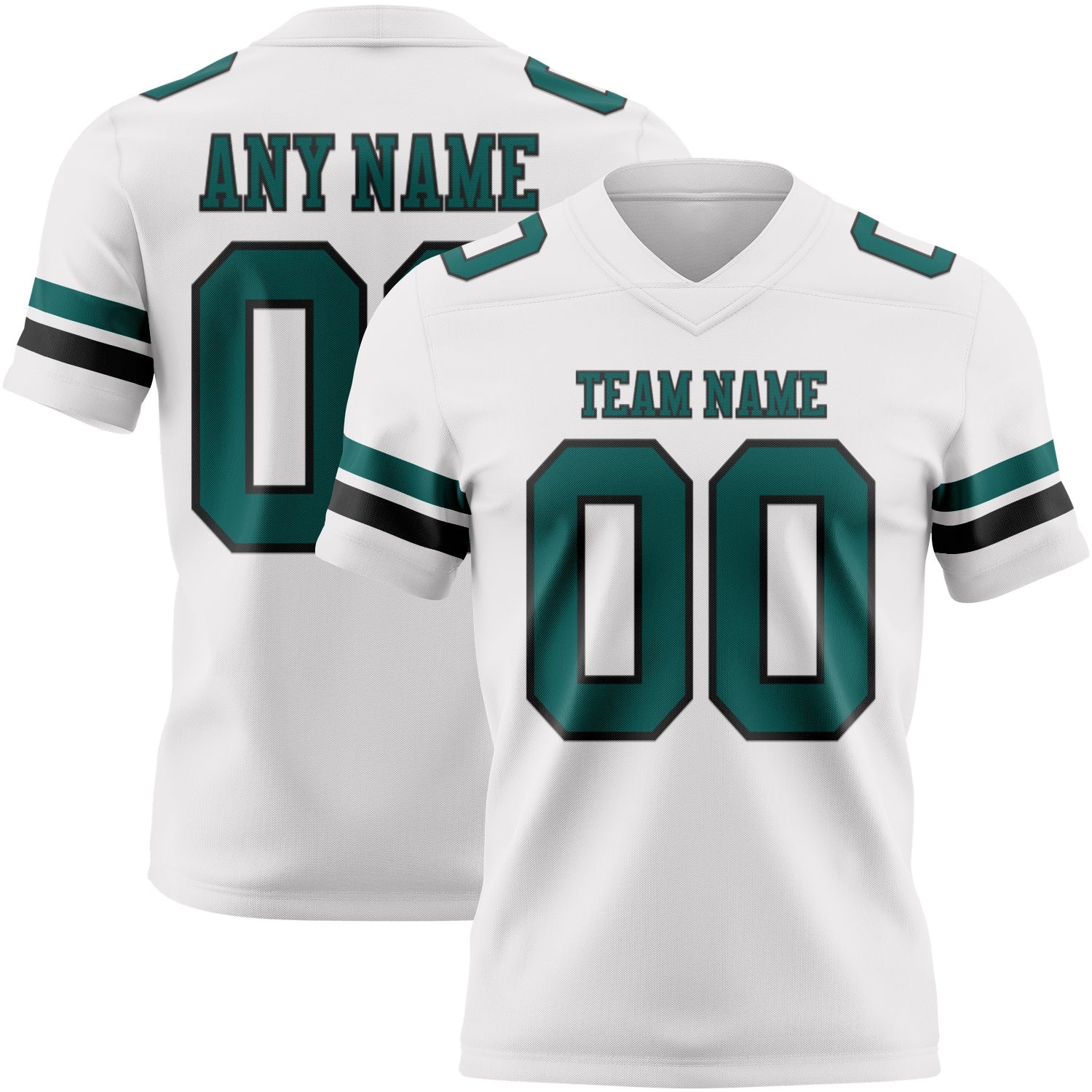 Custom White Midnight Green-Black Authentic Football Jersey - Main View