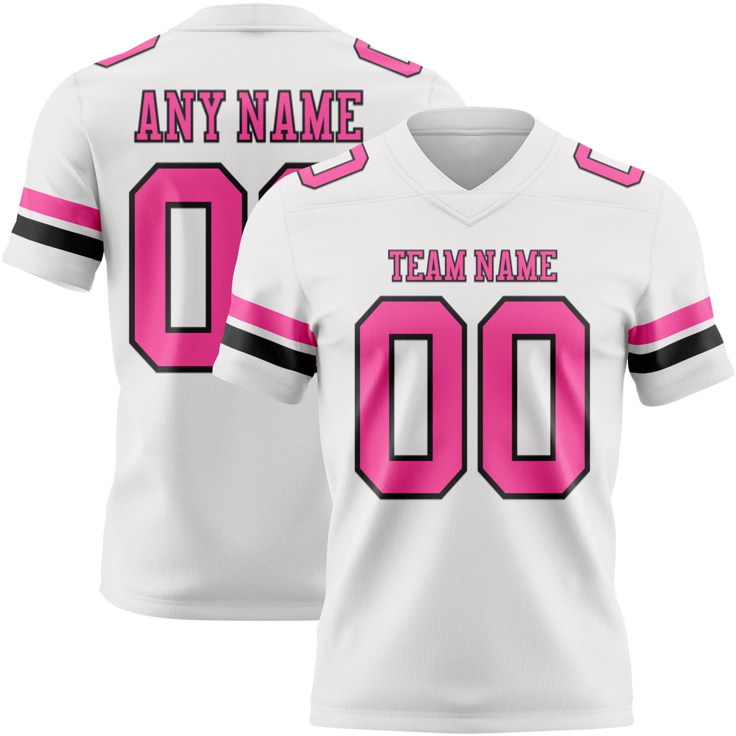 Custom White Pink-Black Authentic Football Jersey - Main View