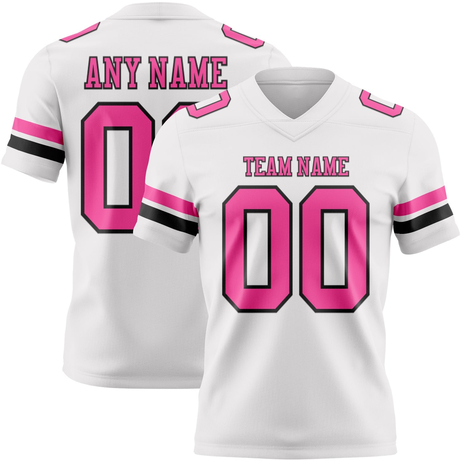 Custom White Pink-Black Authentic Football Jersey - Main View