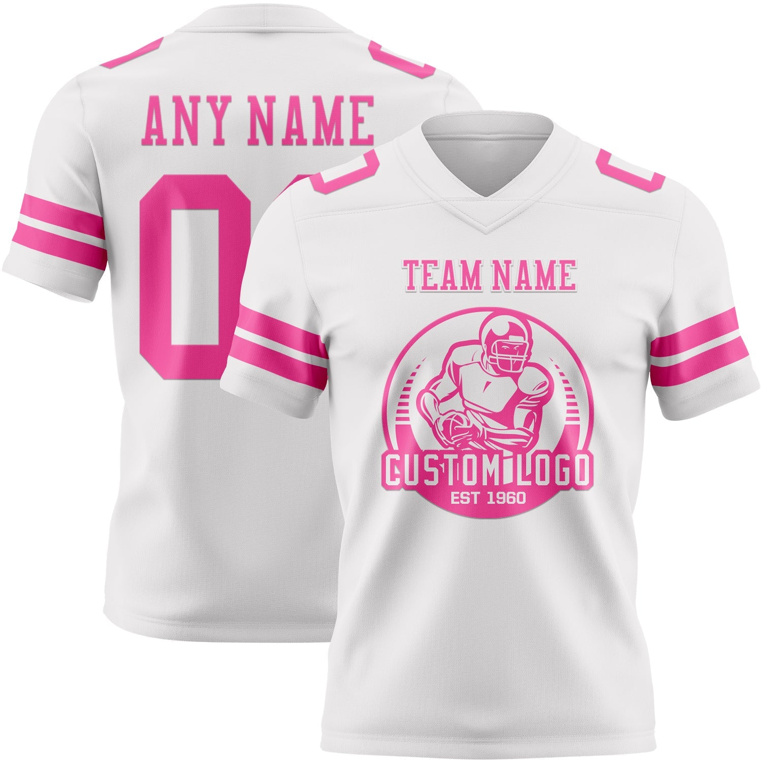 Custom White Pink Authentic Football Jersey view 2