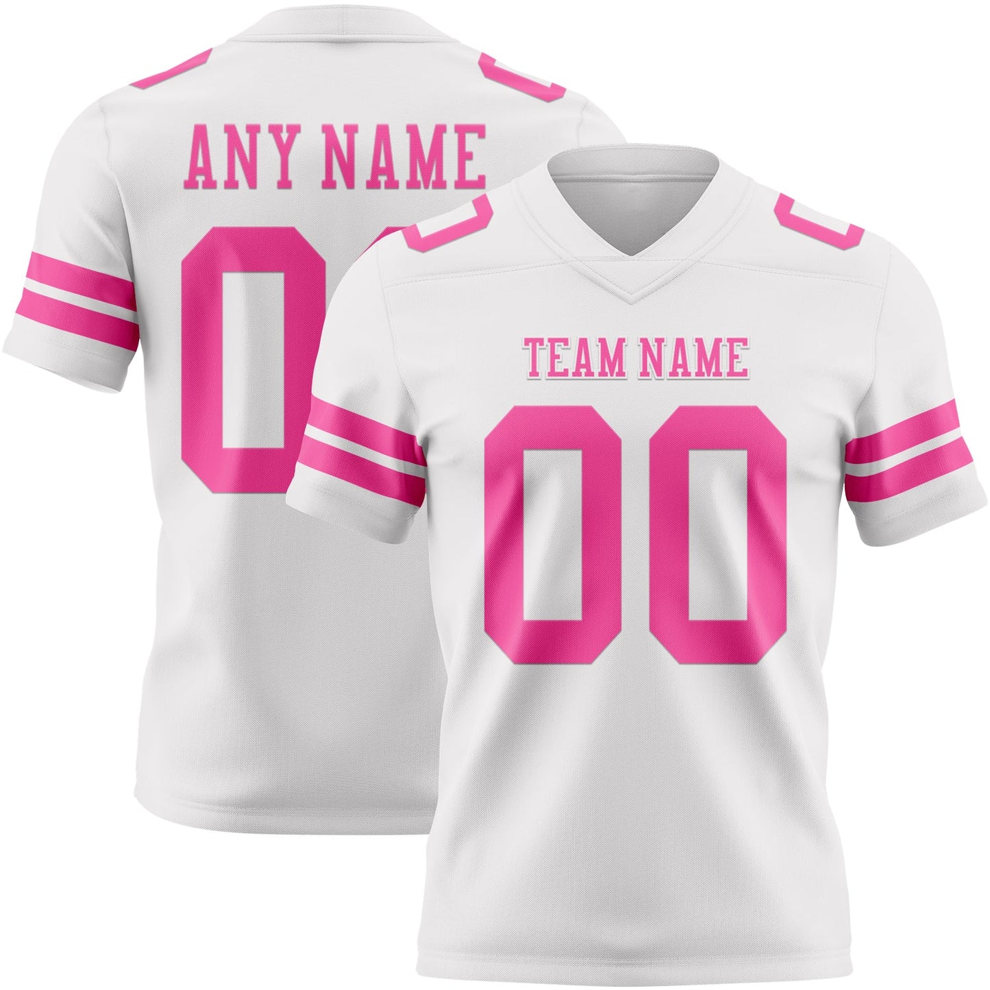Custom White Pink Authentic Football Jersey - Main View