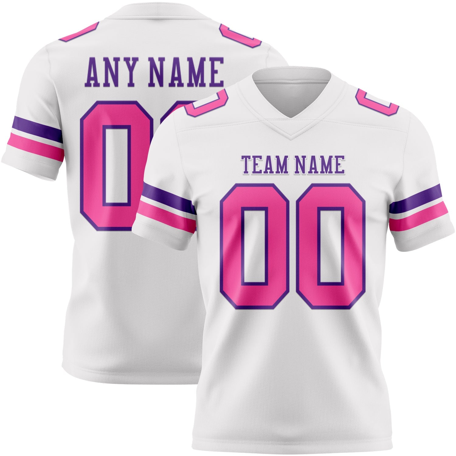 Custom White Pink-Purple Authentic Football Jersey - Main View