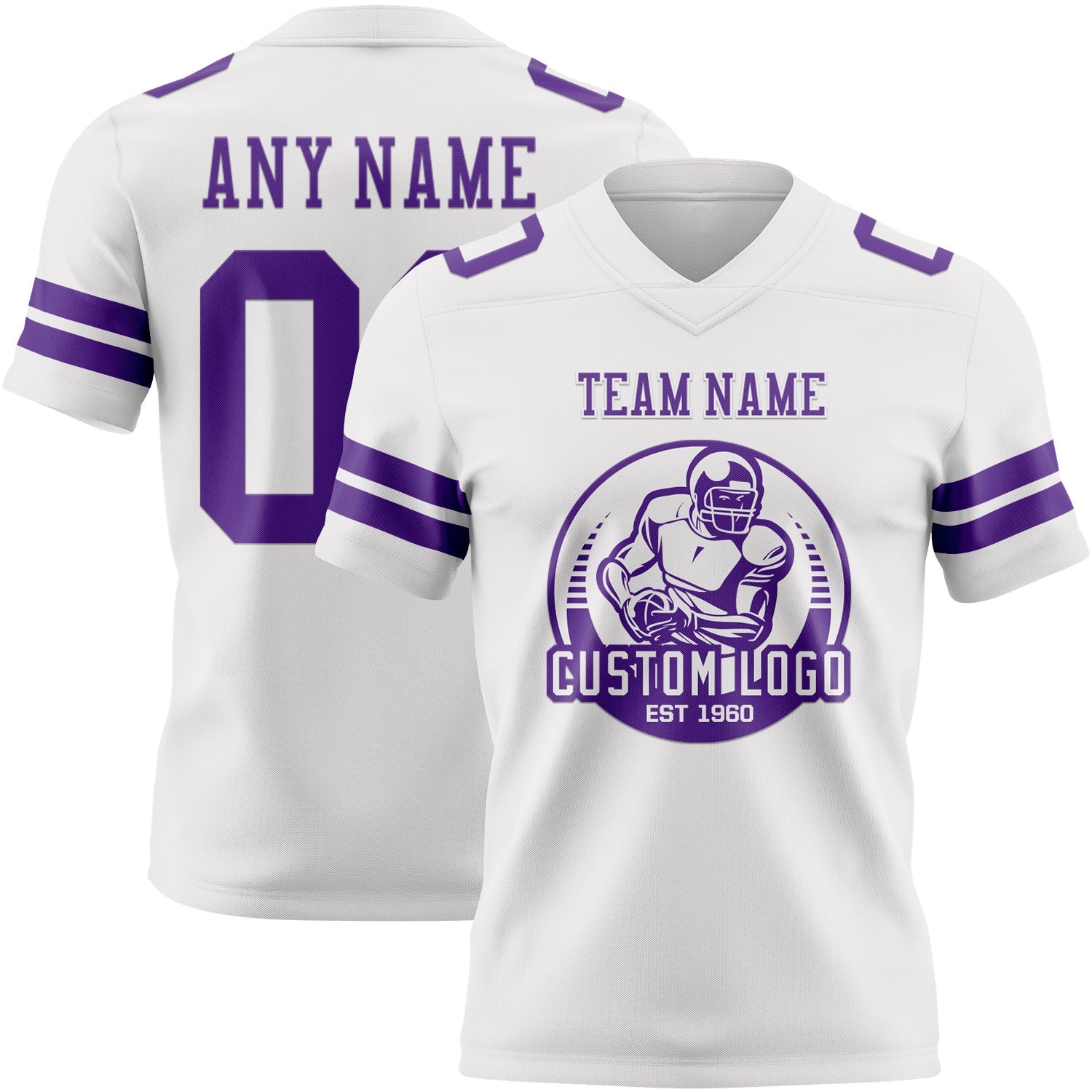 Custom White Purple Authentic Football Jersey view 2