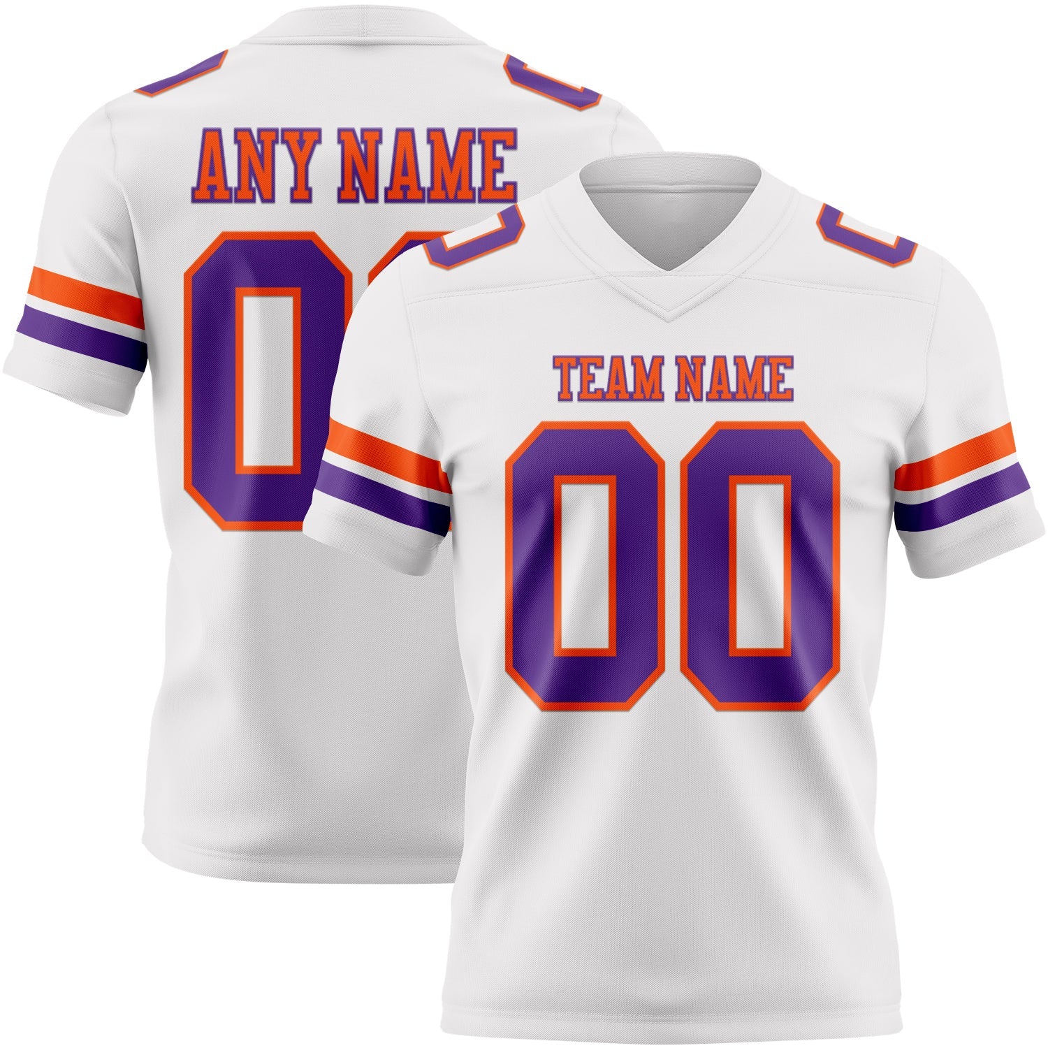 Custom White Purple-Orange Authentic Football Jersey - Main View