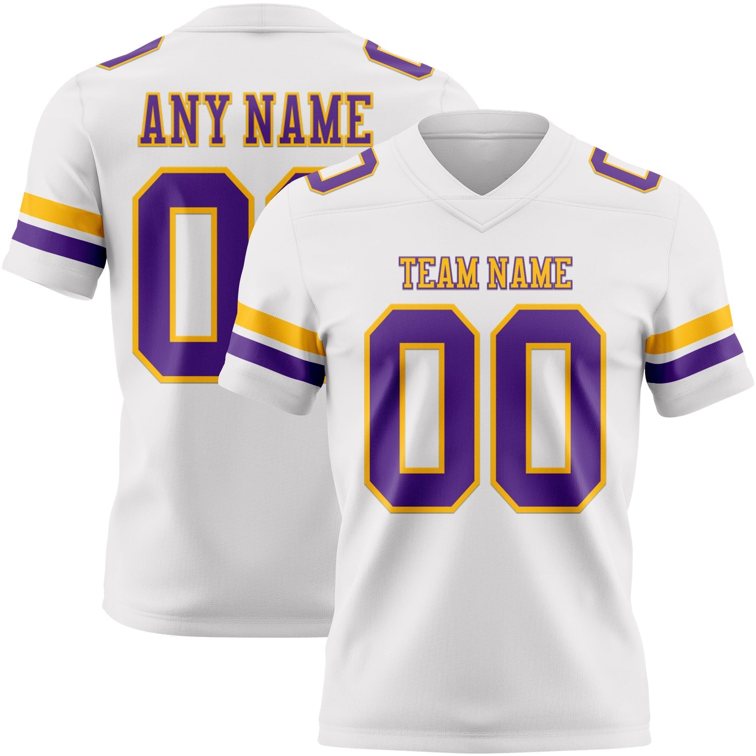 Custom White Purple-Gold Authentic Football Jersey - Main View
