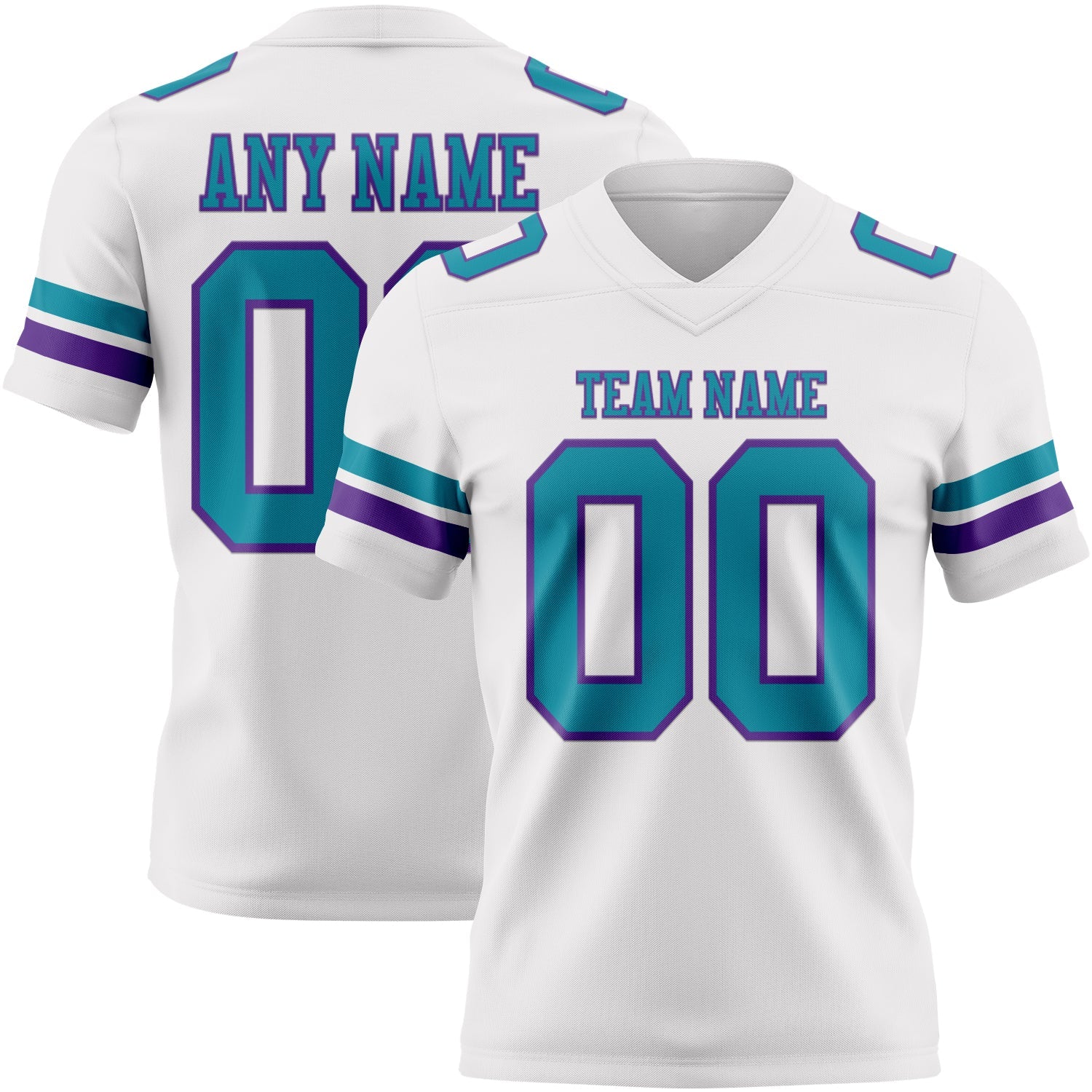 Custom White Teal-Purple Authentic Football Jersey - Main View