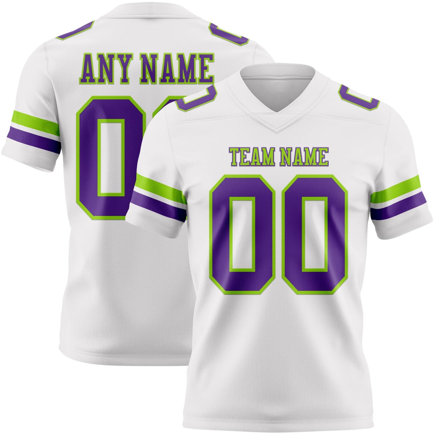 Custom White Purple-Neon Green Authentic Football Jersey - Main View