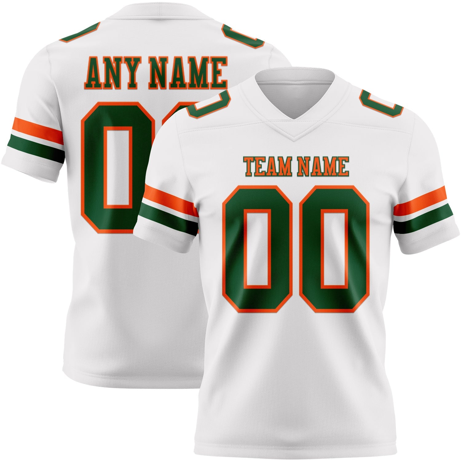 Custom White Green-Orange Authentic Football Jersey - Main View
