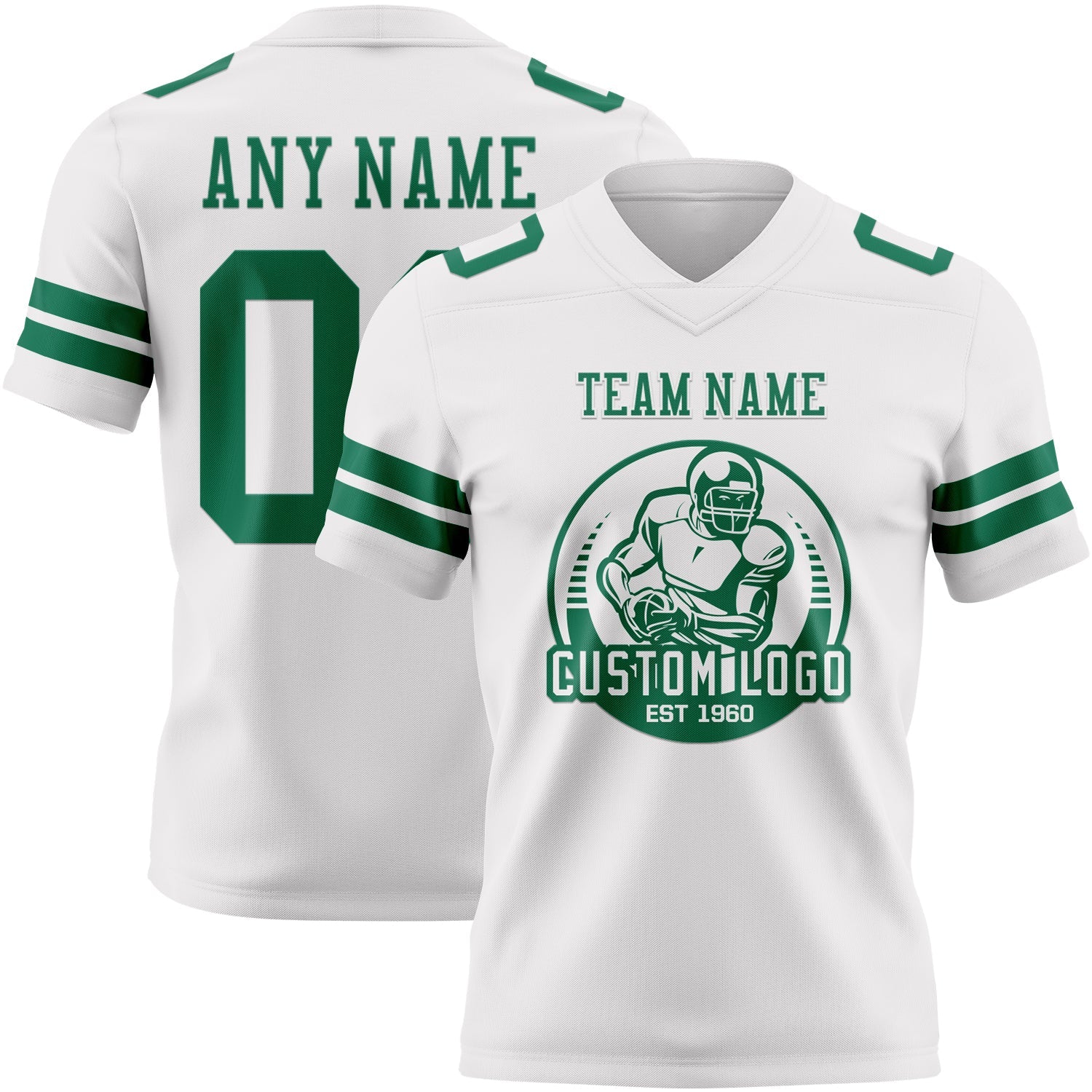 Custom White Kelly Green Authentic Football Jersey view 2