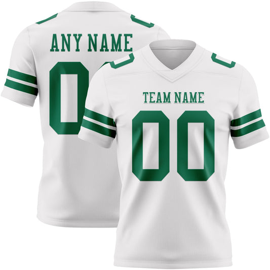 Custom White Kelly Green Authentic Football Jersey - Main View