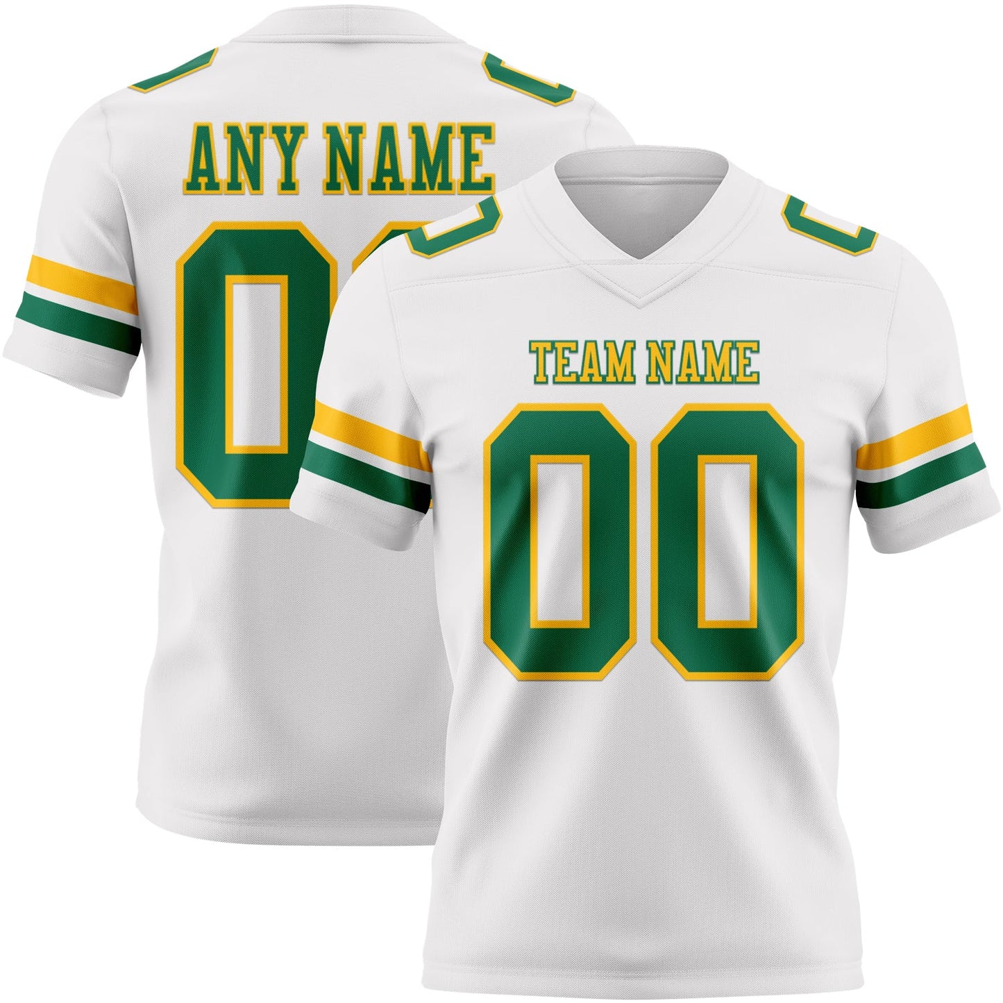 Custom White Kelly Green-Gold Authentic Football Jersey - Main View
