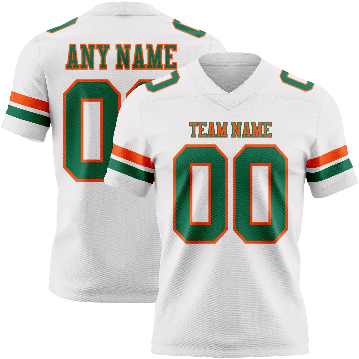 Custom White Kelly Green-Orange Authentic Football Jersey - Main View