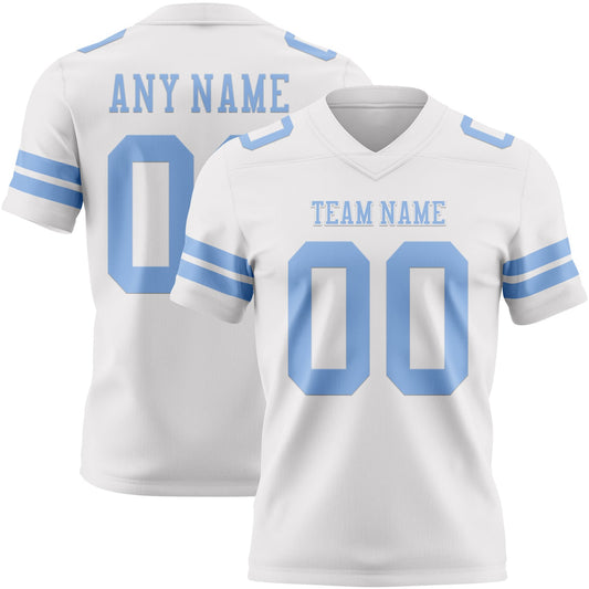 Custom White Light Blue Authentic Football Jersey - Main View