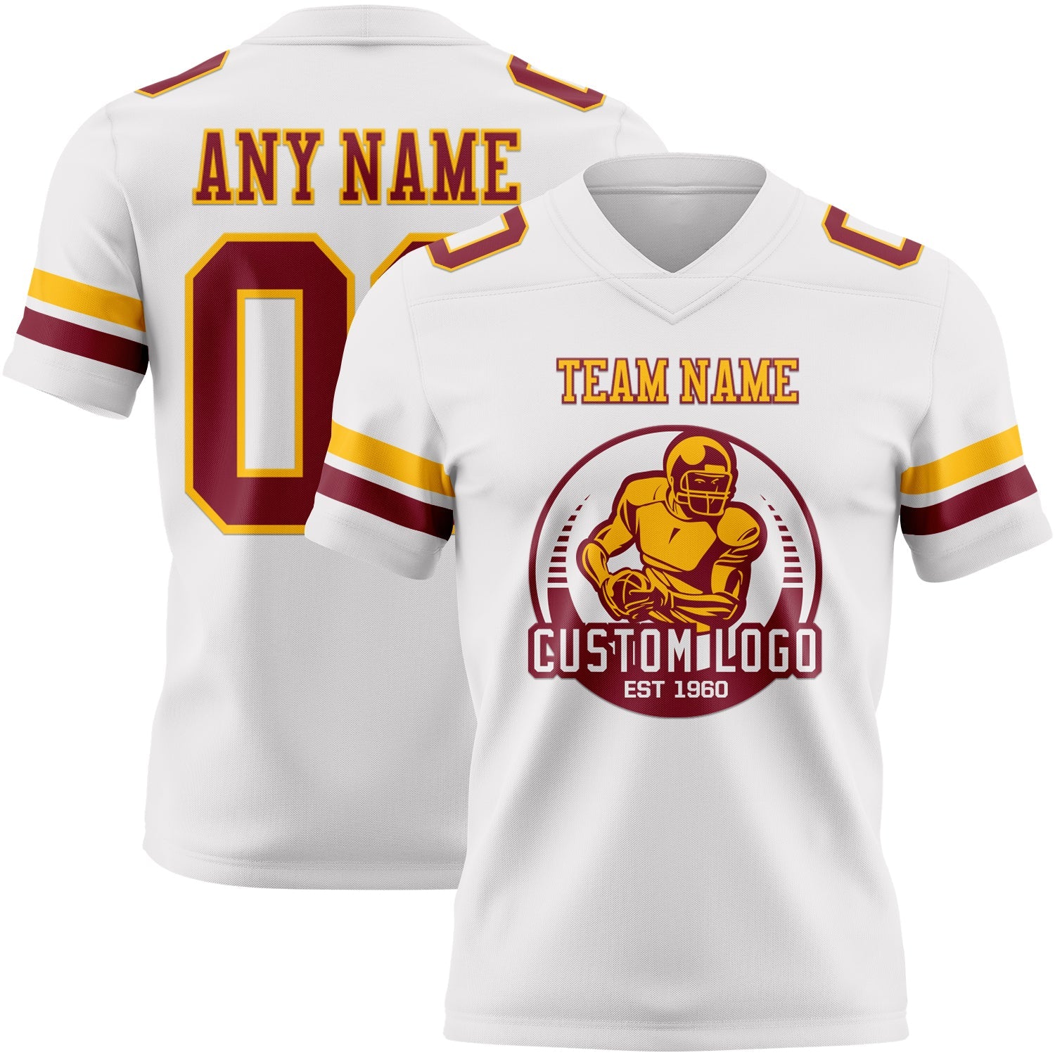 Custom White Crimson-Gold Authentic Football Jersey view 2