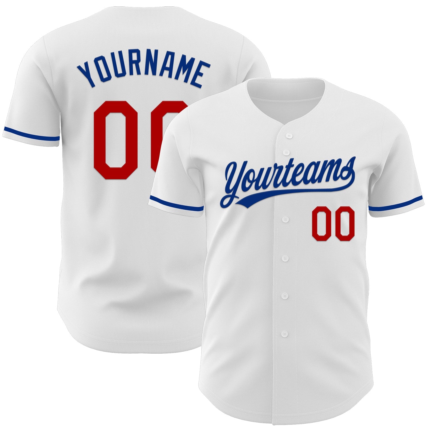 Custom White Red-Royal Authentic Baseball Jersey - Main View