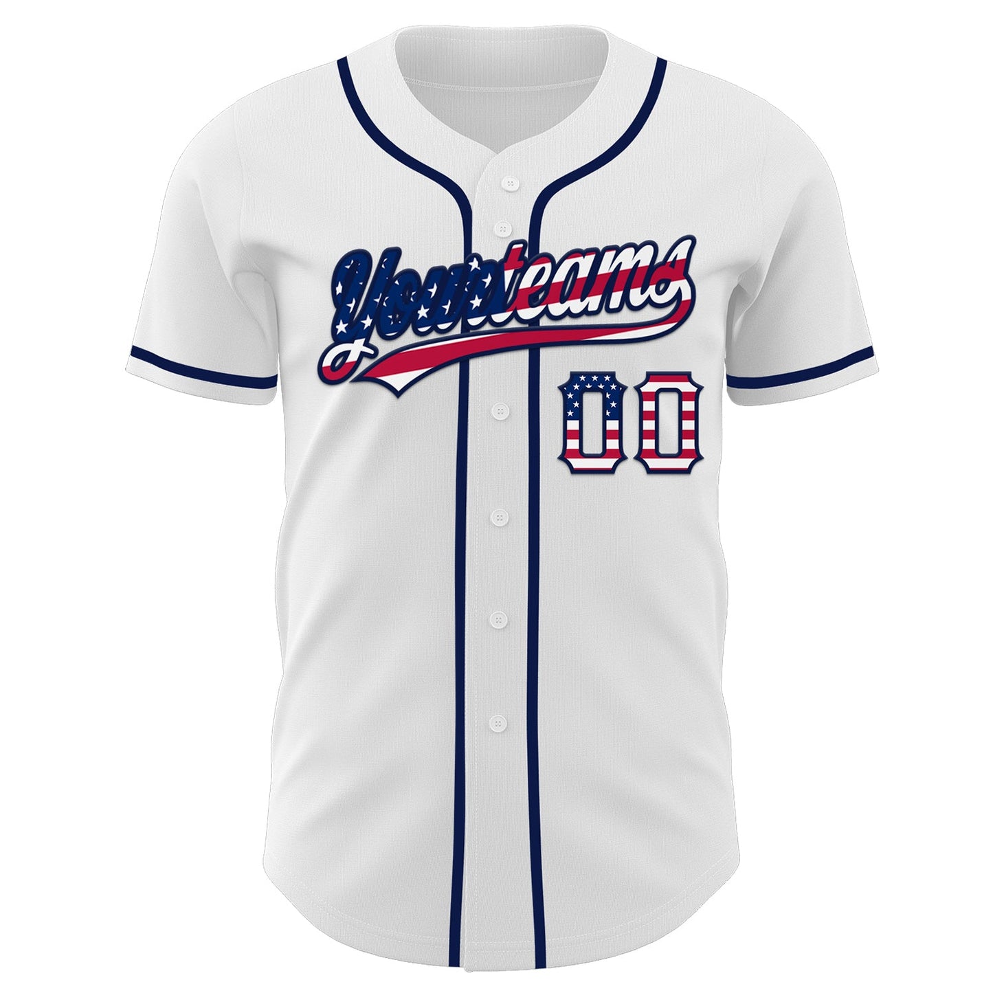 Custom White USA Flag-Navy Authentic Baseball Jersey view 2