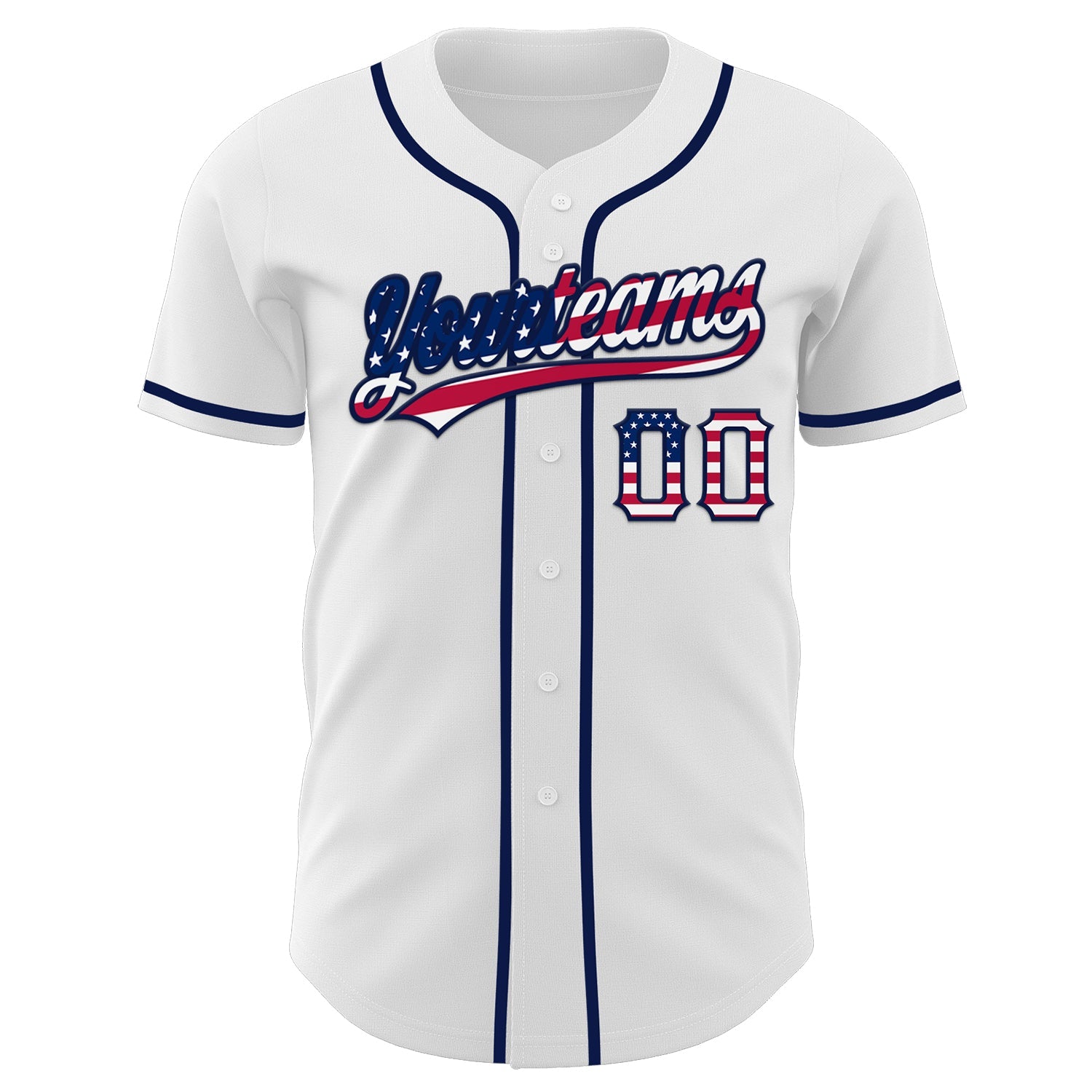 Custom White USA Flag-Navy Authentic Baseball Jersey view 2