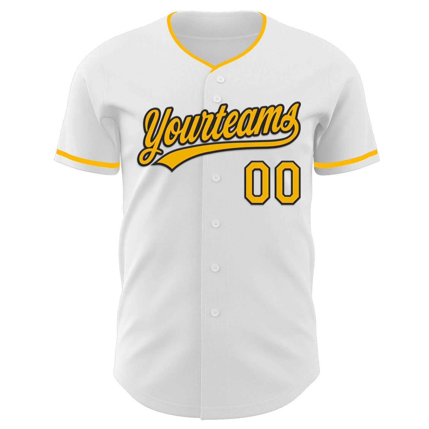 Custom White Gold-Black Authentic Baseball Jersey view 2
