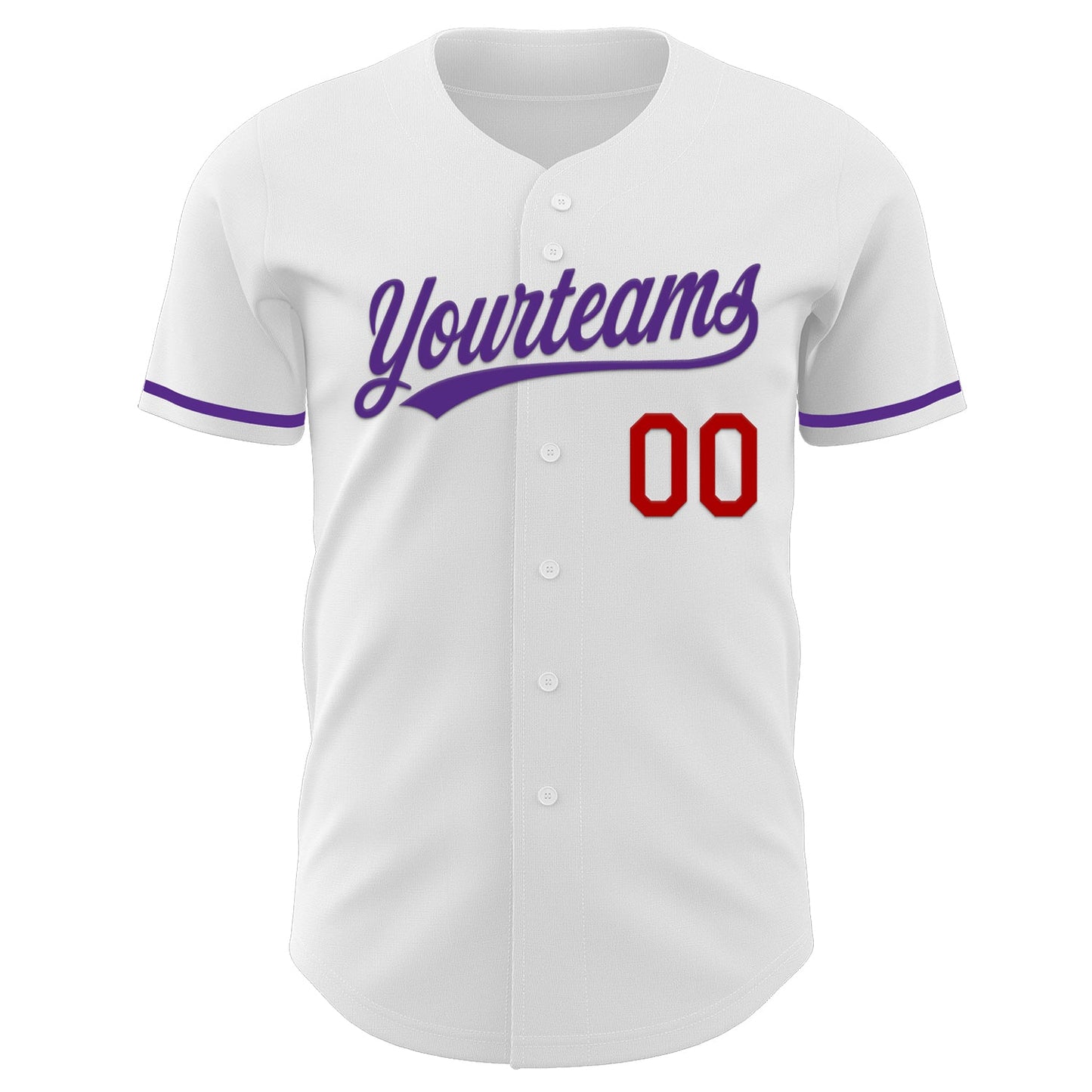 Custom White Purple-Red Authentic Baseball Jersey view 2