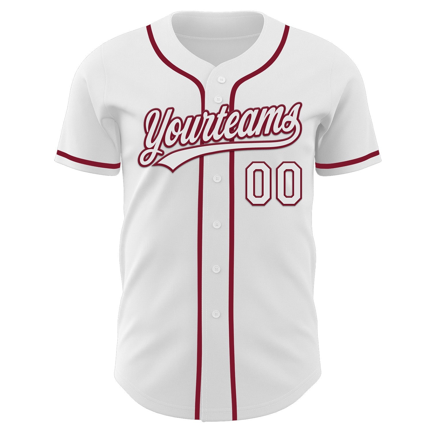 Custom White Crimson Authentic Baseball Jersey view 2