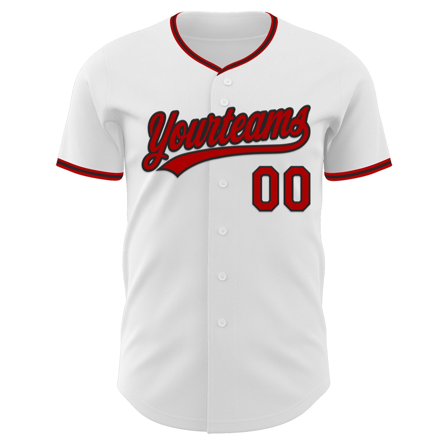 Custom White Red-Black Authentic Baseball Jersey view 2