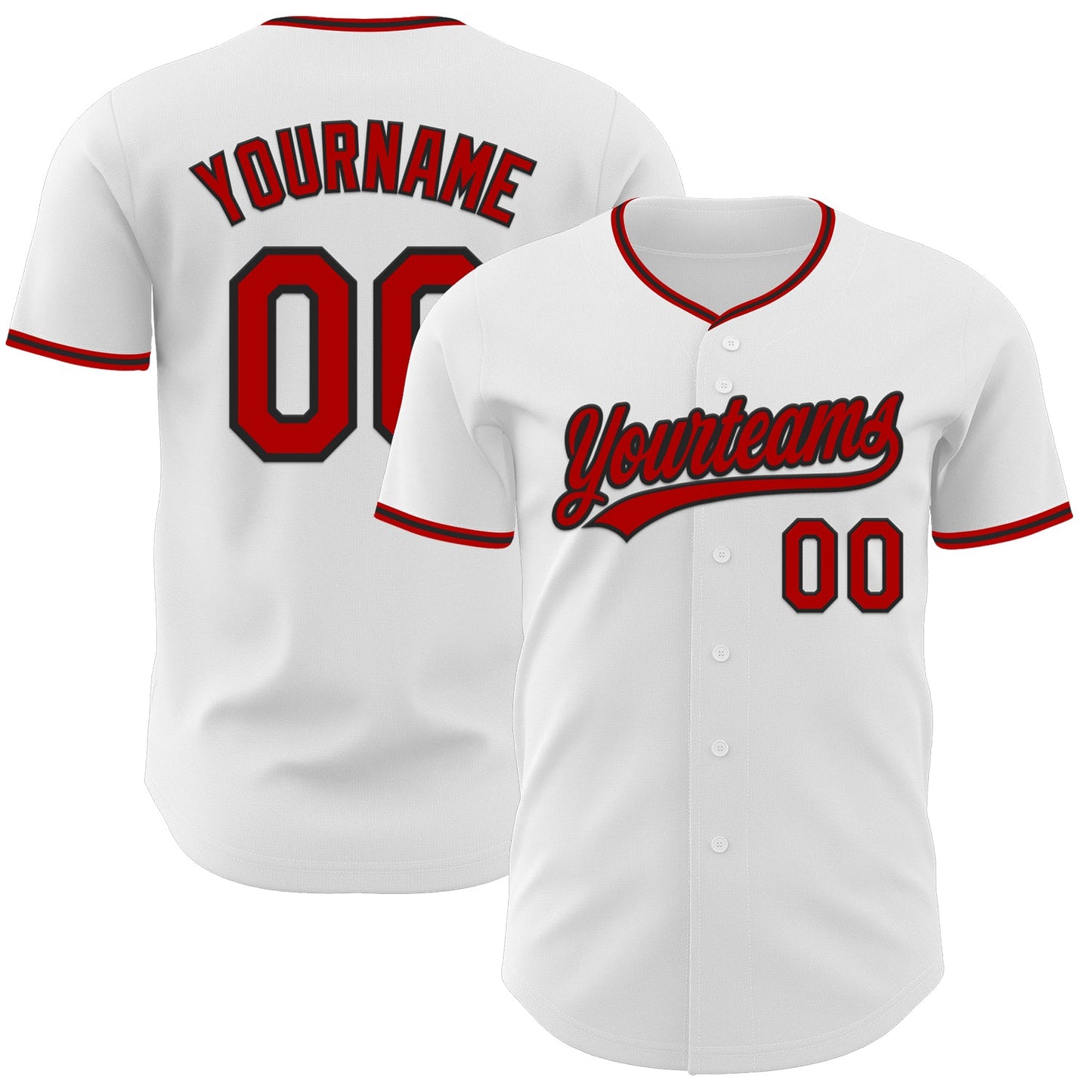 Custom White Red-Black Authentic Baseball Jersey - Main View