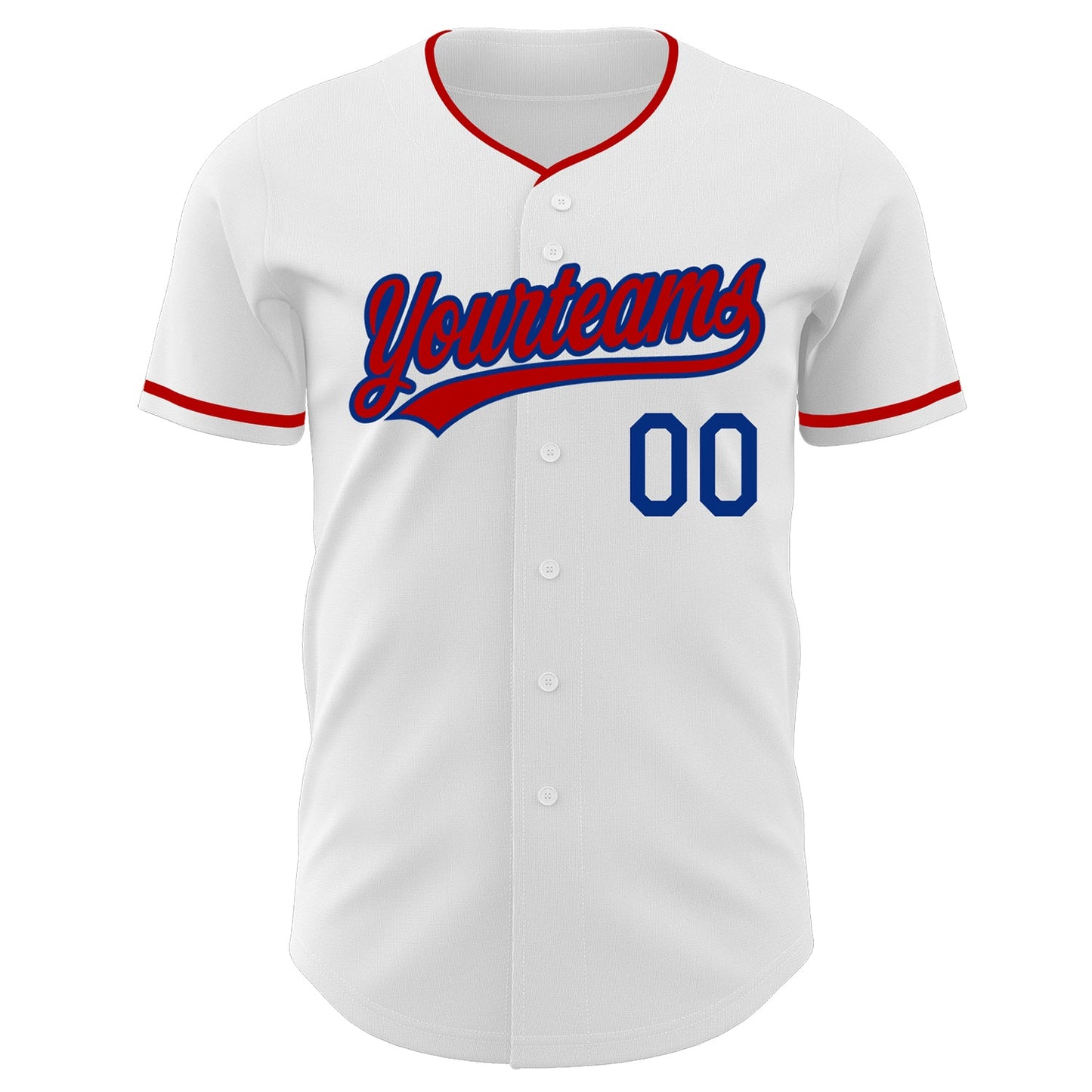 Custom White Red-Royal Authentic Baseball Jersey view 2