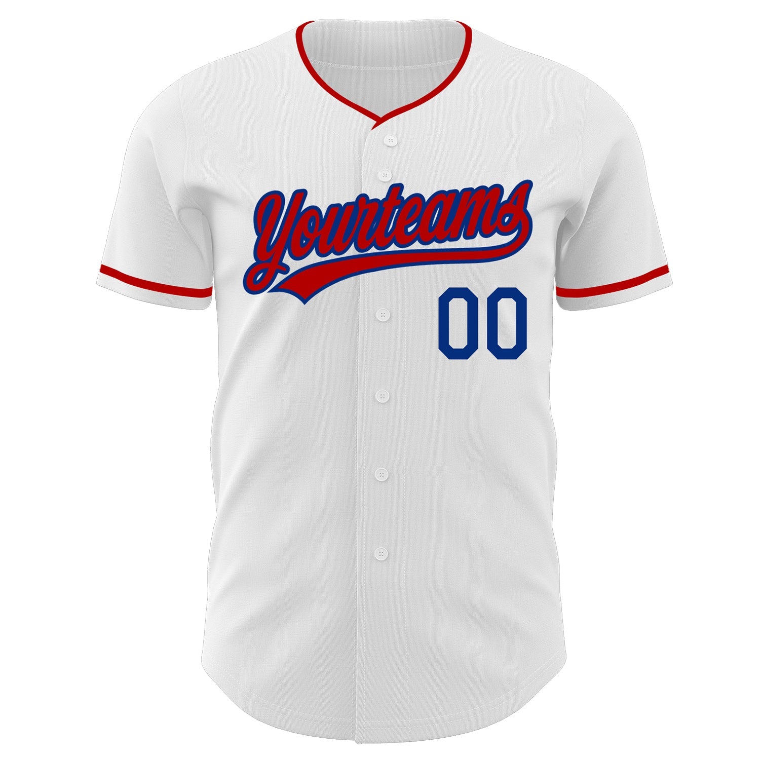 Custom White Red-Royal Authentic Baseball Jersey view 2