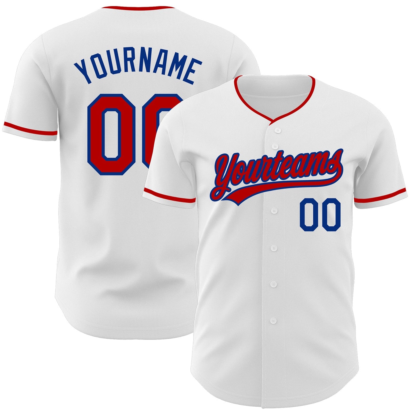 Custom White Red-Royal Authentic Baseball Jersey - Main View