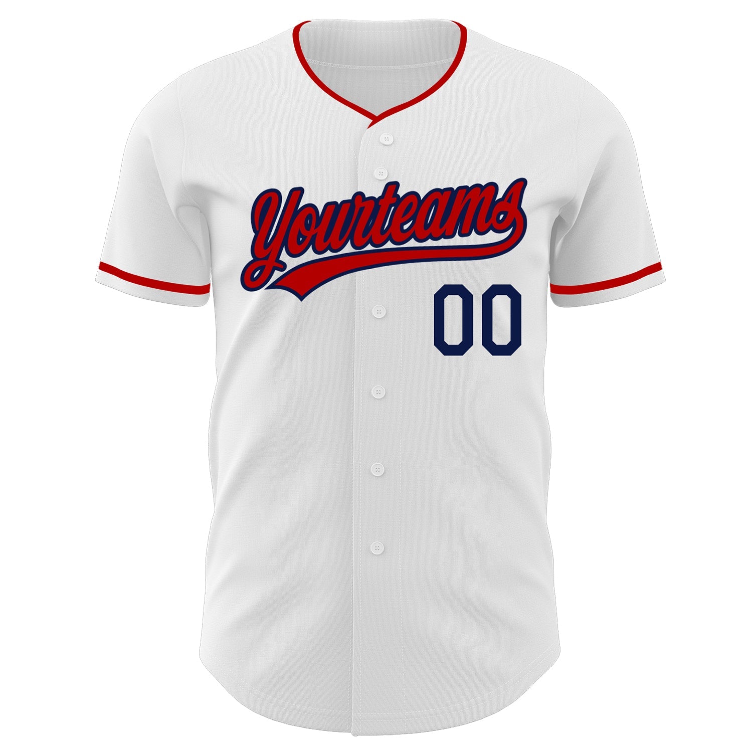 Custom White Red-Navy Authentic Baseball Jersey view 2