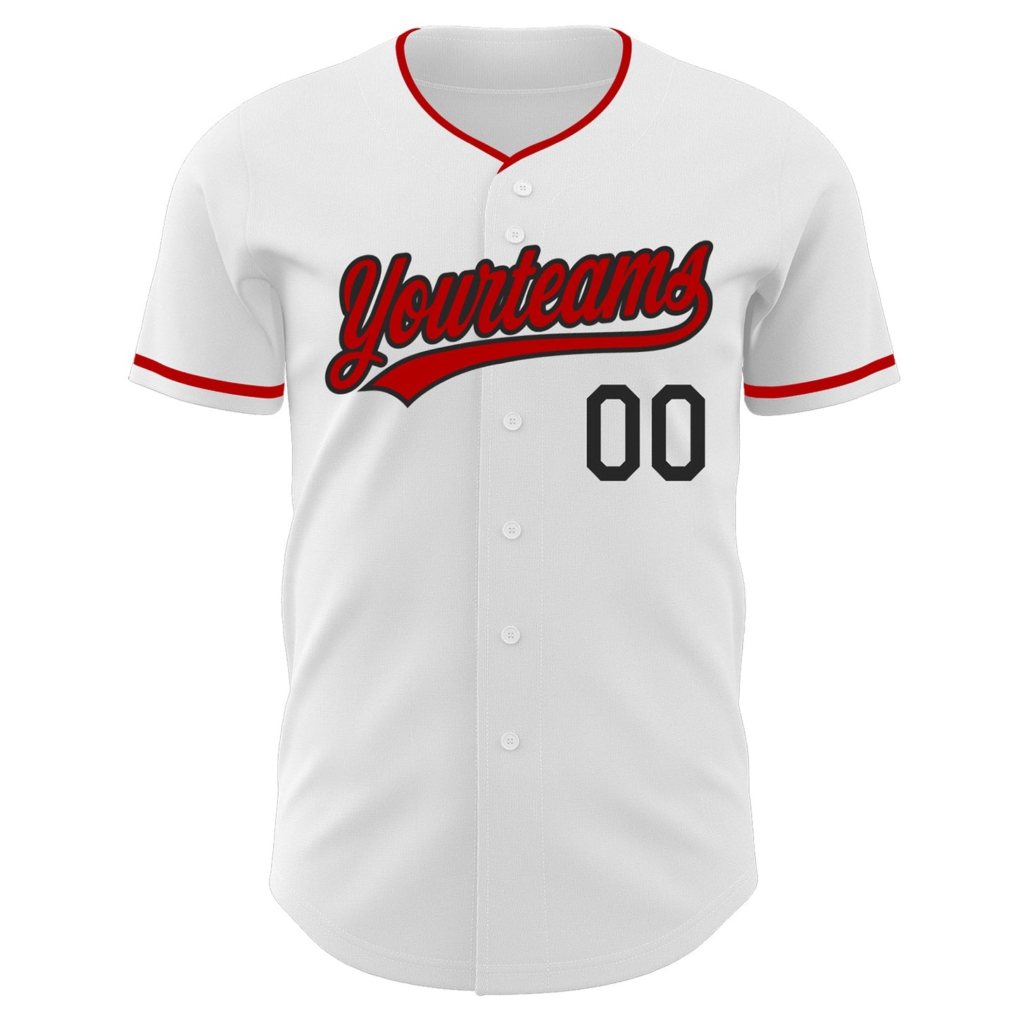 Custom White Red-Black Authentic Baseball Jersey view 2