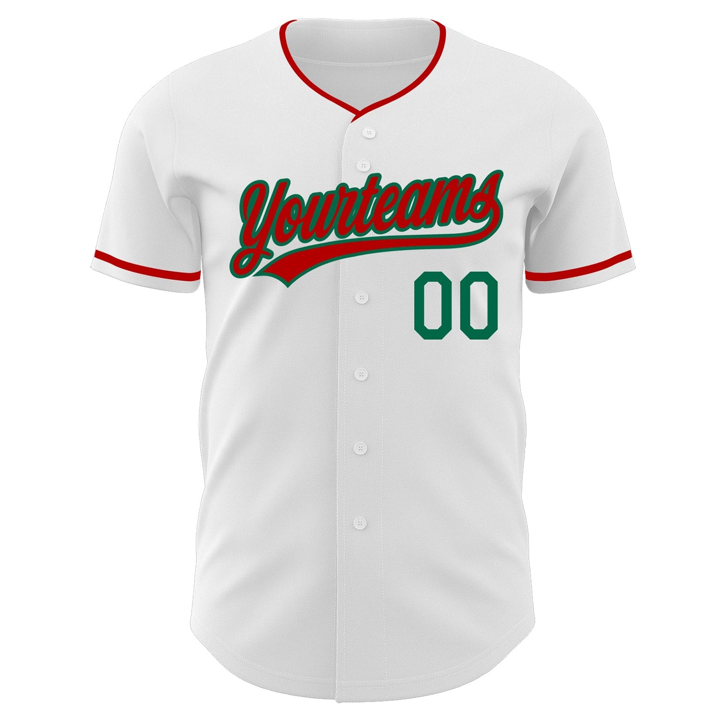 Custom White Red-Kelly Green Authentic Baseball Jersey view 2