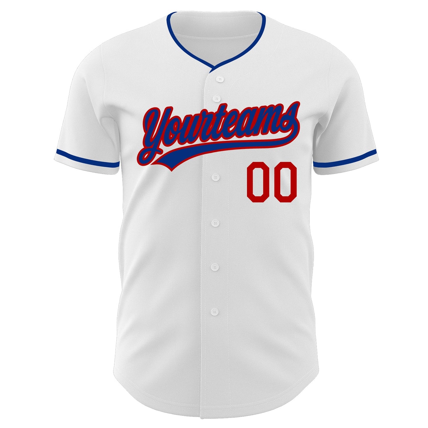 Custom White Royal-Red Authentic Baseball Jersey view 2