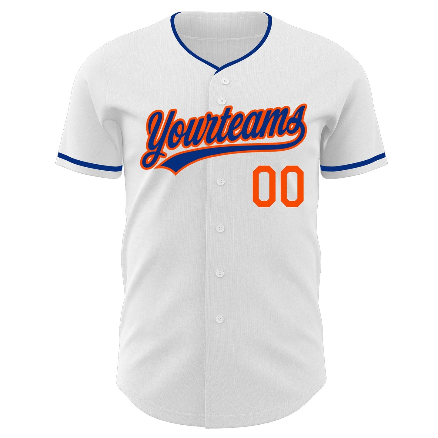 Custom White Royal-Orange Authentic Baseball Jersey view 2