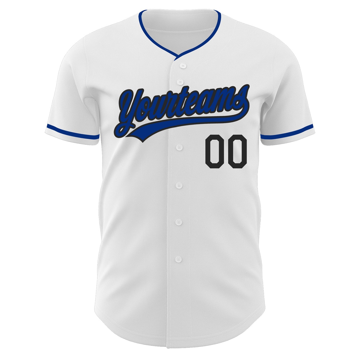 Custom White Royal-Black Authentic Baseball Jersey view 2