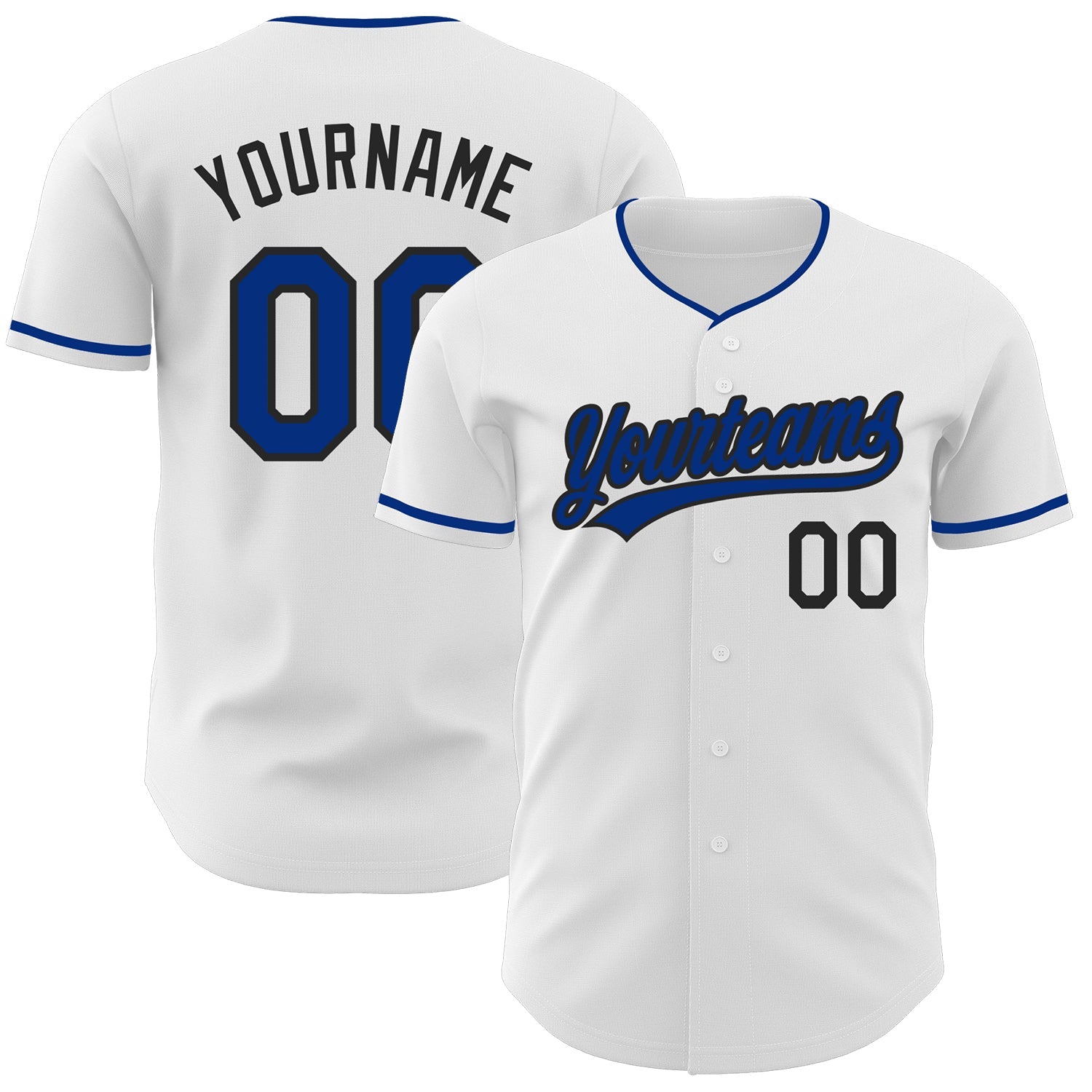 Custom White Royal-Black Authentic Baseball Jersey - Main View