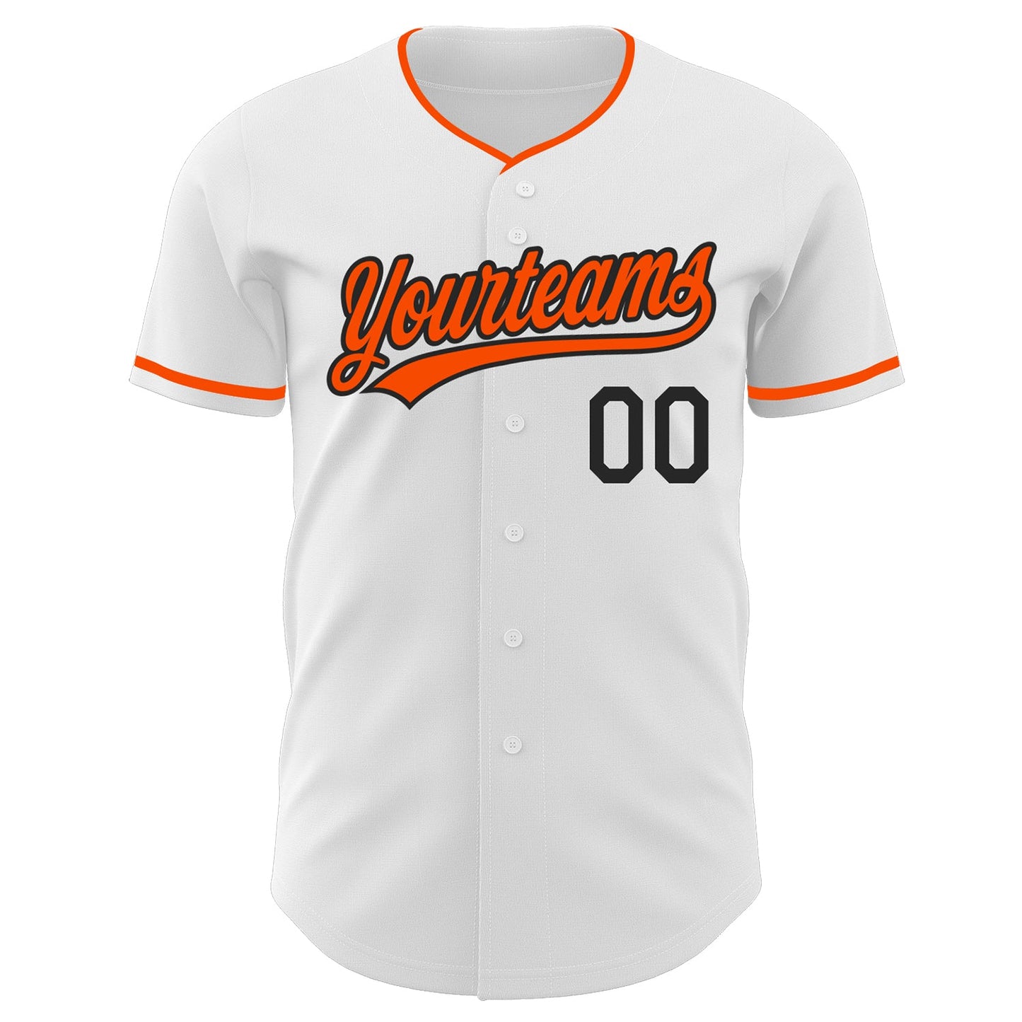 Custom White Orange-Black Authentic Baseball Jersey view 2
